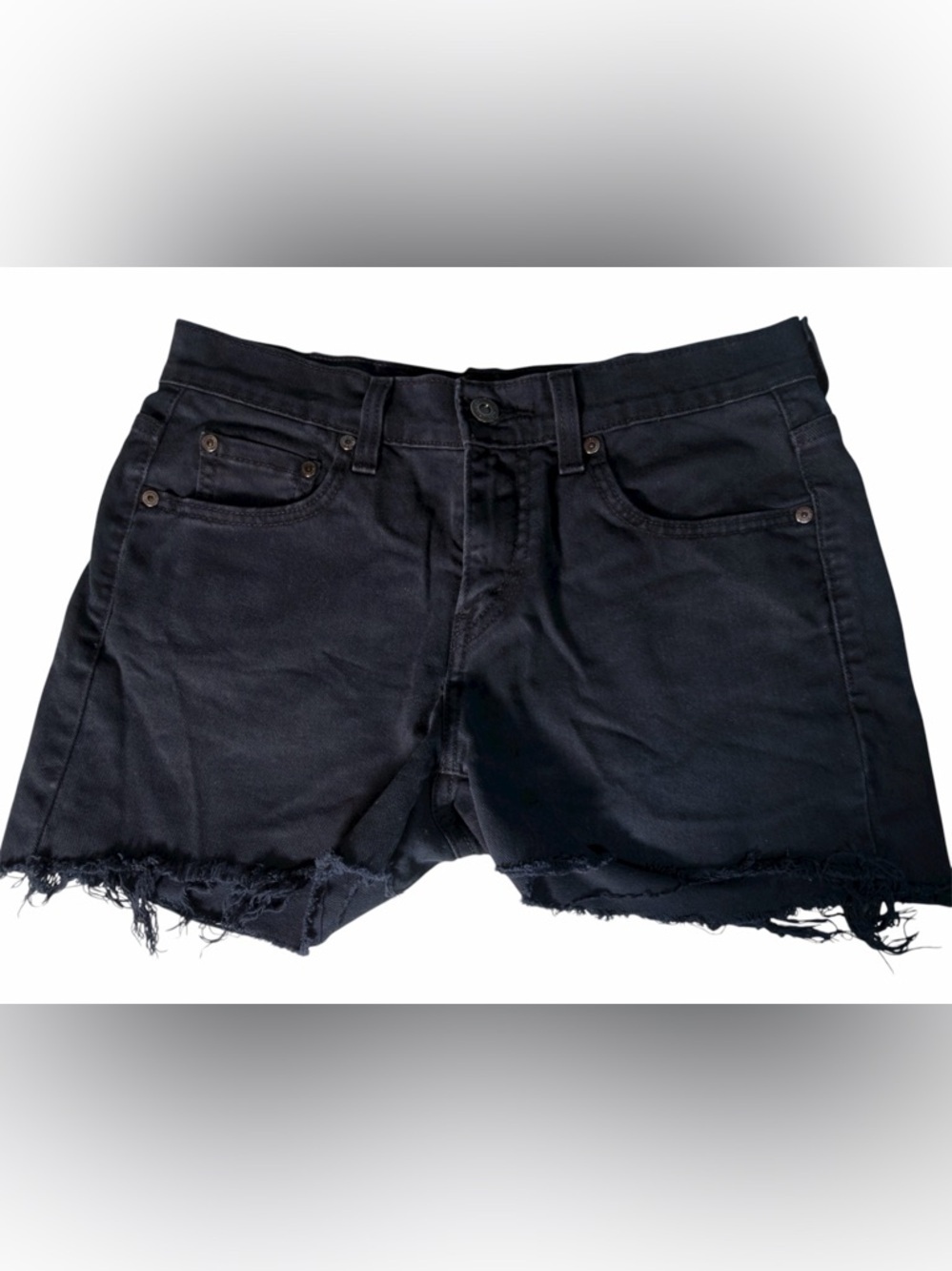 Levi's Black Distressed Denim Cutoff Shorts